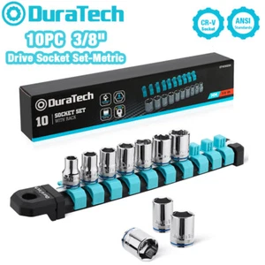 DURATECH 10PC 3/8" Drive Socket Set Metric Socket Set 6-Point Shallow Socket Set - Picture 1 of 9