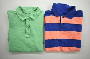 2 Gap Kids Boys Solid Green Stripe Short Sleeve Side Slit High-Low Polo Shirt M - Picture 1 of 7