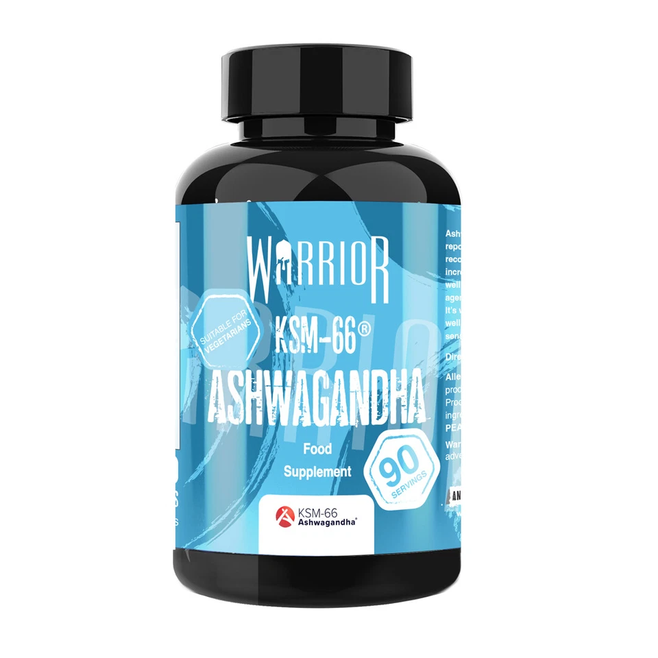 WARRIOR SUPPLEMENTS Ashwagandha KSM66 Root Extract Capsules Vegan Stress Anxiety Sleep Supplement