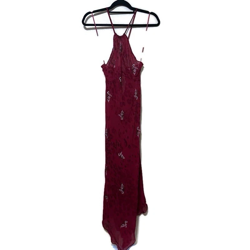 Maxi Vestido Victoria’s Secret Para Mujer Mediano Seda Rojo Leopardo Floral Cuentas Foto 1 de 4