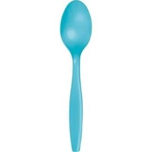 Bermuda Blue Heavy Duty Plastic Spoons 24 Pack Tableware Decorations Supplies - Picture 1 of 1