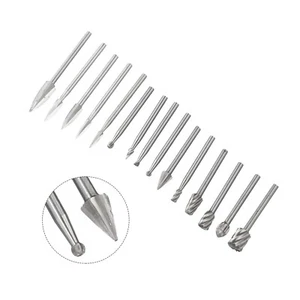 15 Pcs Wood Carving Drill Bits 1/8 Shank HSS Engraving Rotary Tool Accessories - Picture 1 of 24