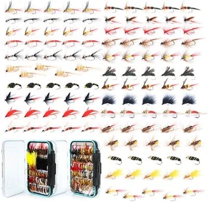 Maxcatch 120 pcs Fly Fishing Flies Kit Assortment Dry/Wet Flies,Nymphs,Streamers - Picture 1 of 12