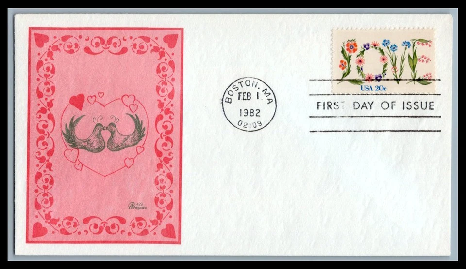 US FDC # 1951 20c Love Flowers Bazaar   1982, 9p4954 - Image 1 of 1