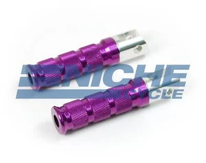Kawasaki Ninja 250R EX250F 1988-2005 Front Purple Round Billet Race Foot Pegs - Picture 1 of 1