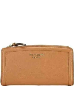 Portafoglio sottile Kate Spade Knott pelle ciottolata zip bungalow marrone chiaro nuovo con etichette $168 - Foto 1 di 4