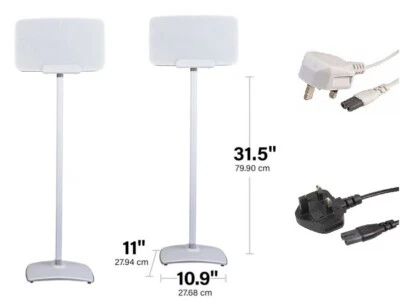 COPPIA Supporto altoparlanti Sanus per Sonos cinque & Play 5 bianco + cavo cavo WSS52 DUE