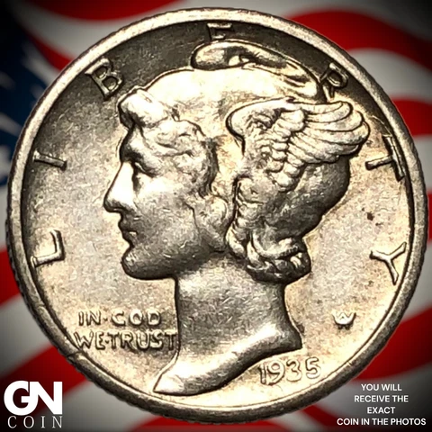 1935 S Mercury Dime  Q6762 Cover