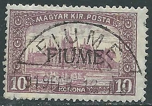 1918-19 FIUME USATO MIETITORI E VEDUTA 10 K SOPRASTAMPA MANO III TIPO - P41-5 - Imagen 1 de 1