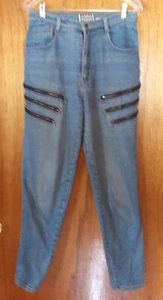 Vertigo Athentico Jeans High Rise Tapered Leg 6 Faux Reißverschlüsse fünf Taschen Gr. 7/8 - Bild 1 von 6