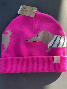 🌟Joules Girl’s Pink Sausage Dog Dachshund Beanie Hat, Age 4-7 Years🌟 - Picture 1 of 4