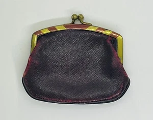 Antique Art Deco Burgandy Leather Coin Purse - Picture 1 of 4