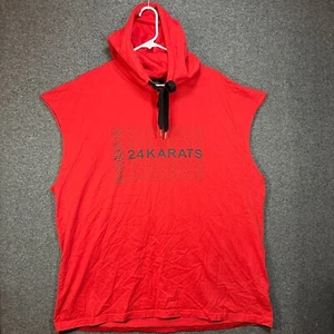 24 KARATS Shirt Adult Extra Large Red Sleeveless Cut & Sew Hoodie Pullover Mens. - Bild 1 von 12