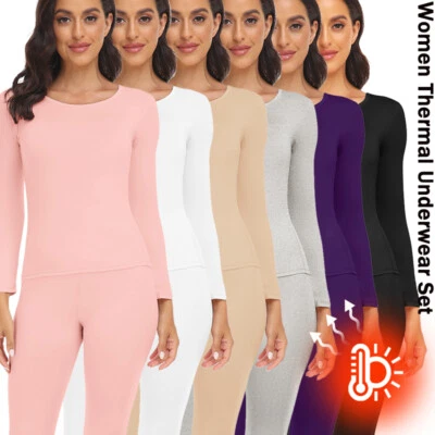Damen Winter Thermo Unterhemd Set Frauen Langarm Thermounterwäsche Hose Warm Set - Bild 1 von 4