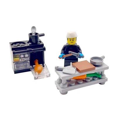 Genuine LEGO Chef Cook Gift Male Man Minifigure Kitchen Oven Food Tools - Image 1 of 4