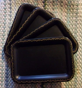 Vintage Nashco Products New York Black w/ Gold Trim 4 Separate Trays 7inx5in - Picture 1 of 11