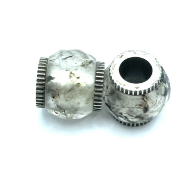 Brighton Vidrio Facetado Ahumado Blanco Gris Gris Hombre Plata Espaciador Cuentas-Lote de 2 Foto 1 de 4