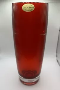 Vintage rote Teleflora böhmische 24 % Bleikristall Vase Tschechische Republik 10 Zoll Valentinstag - Bild 1 von 4
