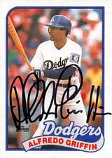 Alfredo Griffin autographed baseball card (Los Angeles Dodgers) 1989 Topps #62