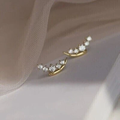 0.18CT Round Cut Natural Diamond GH SI 14k Yellow Gold Lobe Cluster Stud Earring - Image 1 of 4