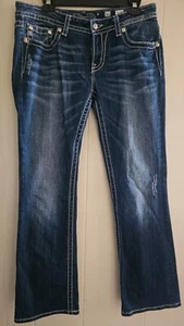 Miss Me Rhinestone Bling Cross Pockets Y2K Boot Womens 31x31 Denim Jeans - Picture 1 of 7