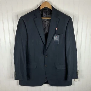 Chaps Blazer Mens 44L Navy Blue Men's Classic-Fit Faux-Suede Sports Coat Vented - Picture 1 of 14
