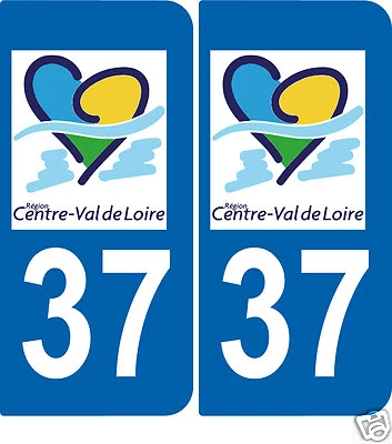 ALFA SAFIRMES 2 Autocollants style plaque d'immatriculation37 Val de Loire ex Région centre