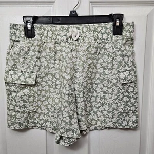 GIRLS WONDER NATION GREEN GLORAL LINEN SHORTS SIZE L 10-12 PLUS - Picture 1 of 11