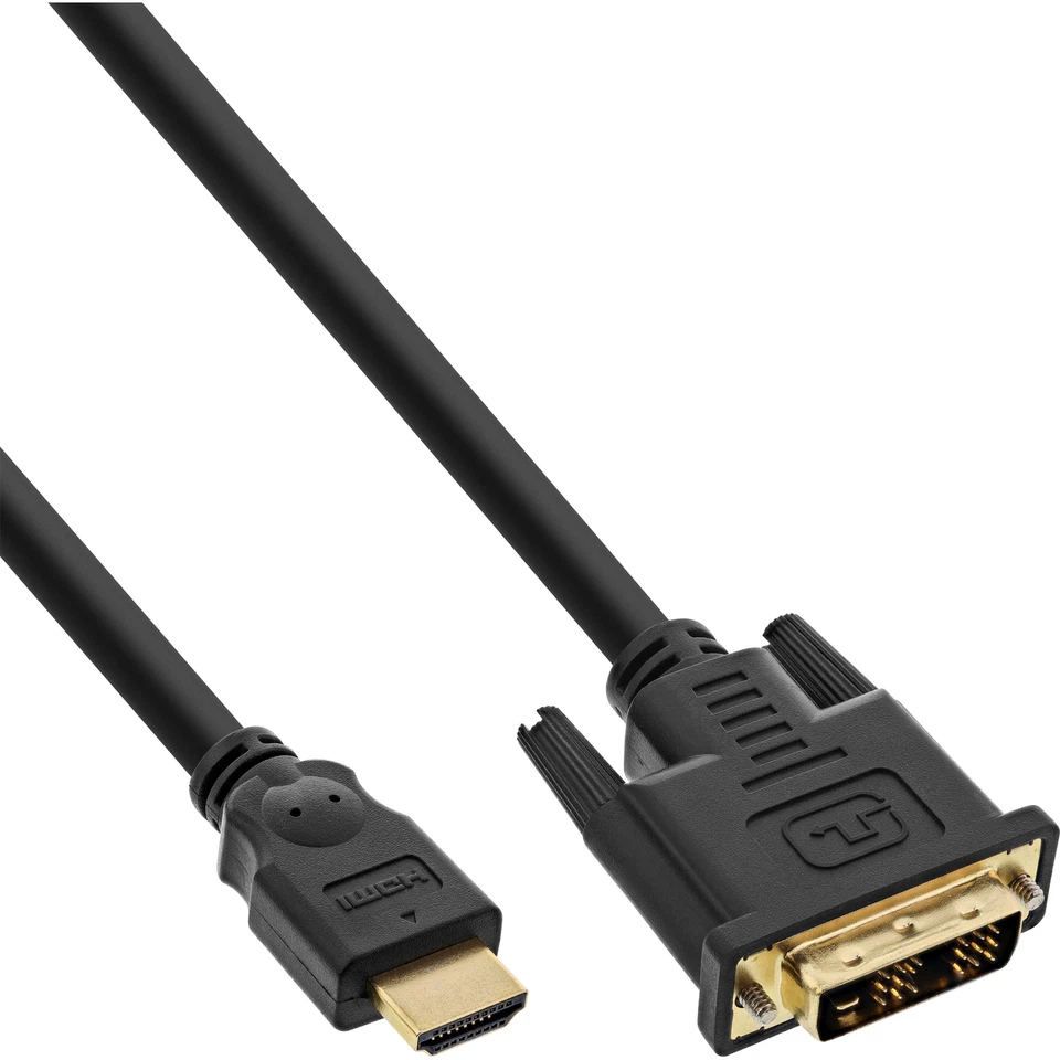 InLine® HDMI™-DVI Adapterkabel, 19pol Stecker auf 18+1 vergoldet, schwarz, 1m - Bild 1 von 1
