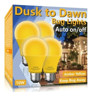Dusk to Dawn Bug Light Bulb Outdoor4 Pack Amber Bug Light BulbAuto On/Off1 - Picture 1 of 7