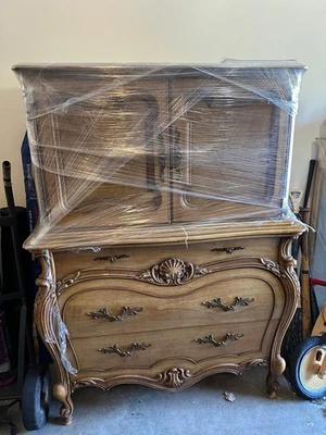 French Bombay Serpentine Carved Dresser Commode Chest of Drawers Armoire - Image 1 of 3