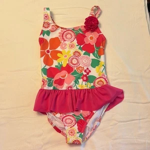 New Gymboree Girls Swimsuit Pink Flowers One Piece - Size 7/8 - Picture 1 of 4