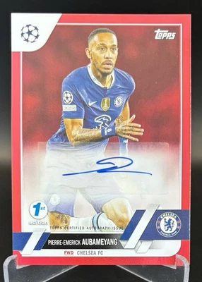 Pierre Aubameyang 2022-23 Topps UEFA Club Competitions 1st Edition Red Auto /5 - Image 1 of 3