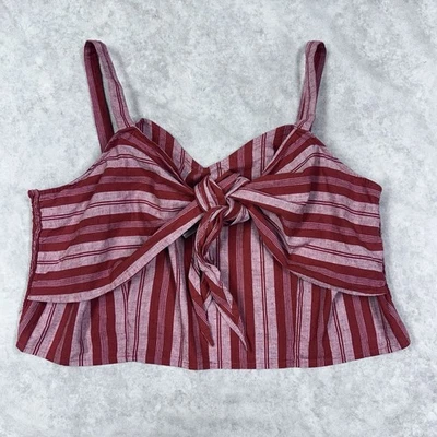 Arizona Jean Company Tie-Front Cami Top Hot Sauce Striped 3X - Изображение 1 из 4