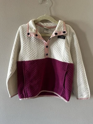 L.L. Pullover Bean acolchado de un cuarto a presión para niños, bloques de color rosa/blanco roto TALLA 4 Foto 1 de 4