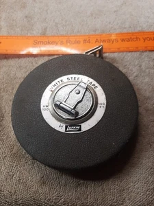 Vintage Lufkin White Steel Tape Measure 100 Foot - Picture 1 of 9