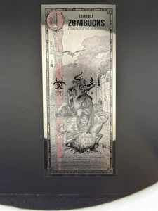 Zombucks Silver Note ZOMBULL Limited Edition Currency of the Apocalypse - Picture 1 of 3