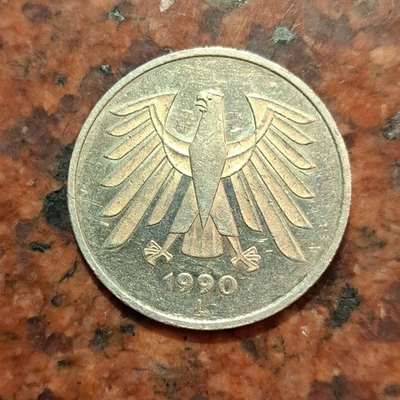 1990-J GERMANY 5 MARK COIN - #B7034 - Image 1 of 2