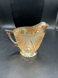 Vintage JEANETTE GLASS IRIS & HERRINGBONE Iridescent Creamer - Picture 1 of 8