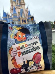 Disney Parks 2025 Pinocchio HARVEYS Tote Bag Seatbelt Purse BLUE Gorgeous NEW - Picture 1 of 5
