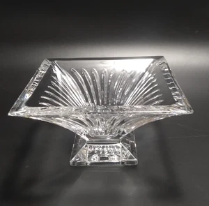 WATERFORD Crystal CLARION Square Bowl Flared Footed Clear Vertical Cuts 6" Wide - Picture 1 of 13