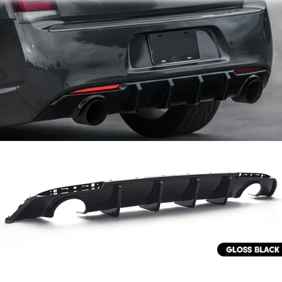 For Chrysler SRT 300 15-2023 Rear Bumper Diffuser Valance Shark Fins Gloss Black - Image 1 of 4