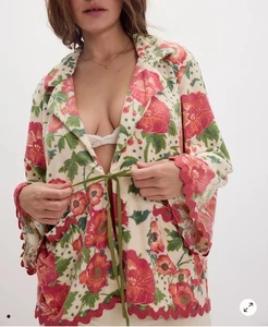 Free People Bali Wake Up Robe Kimono Cardigan Sweater Women's M Floral Oversized - Picture 1 of 12