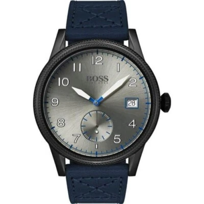 Nuevo con caja Auténtico 1513684 Hugo Boss Reloj Hombre Dare Correa Cuero Azul 44 mm Foto 1 de 4