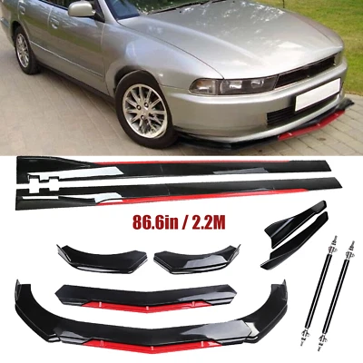 For Mitsubishi Galant Front Bumper Lip Splitter Spoiler Rear lip Glossy Black +R - Image 1 of 4
