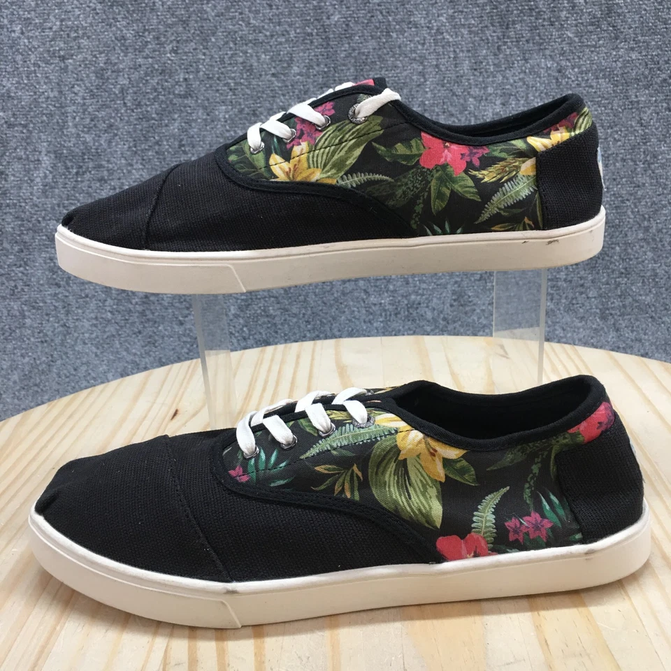 TOMS Shoes Womens 10 Cordones Casual Floral Lace Up Sneakers 10015349 Black - Image 1 of 4