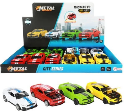 METAL WORLD MODELLINO AUTO MUSTANG V8 1:36-1:50 12CM FRIZIONE PULL BACK 4COLORI - Immagine 1 di 4