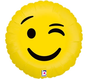 Emoji Wink Cute Funny 18" Foil Balloon Double Sided Smile Happy Party 3 Pack - Picture 1 of 1