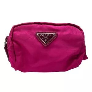PRADA Triangle Logo Mini Pouch Nylon Pink 1N0399 Authentic - Picture 1 of 8