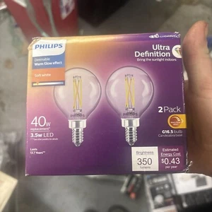 (2Pk) Philips LED Ultra Definition G16.5 Glass Light Bulb 350 Lumen Soft White   - Picture 1 of 1